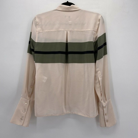 Equipment Blush Pink Striped Bell Cuff Silk Blouse - Picture 6 of 9